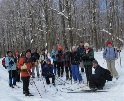 Saturday group of skiers at Winona State Forest